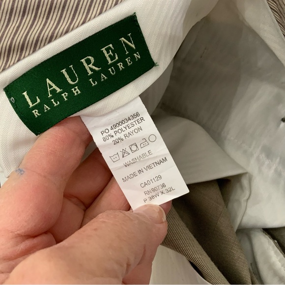 Lauren Ralph Lauren Pleated Dress Pants Men’s 38 x32 Tan Cuffed Career Preppy - Picture 5 of 12